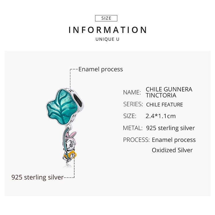 Mặt phụ kiện BAMOER SCC2114 bạc 925 thiết kế hoạt hình tự làm trang sức thời trang