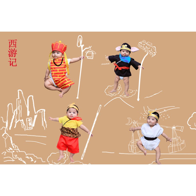 Sét đồ chụp ảnh 4 thầy trò đường tăng cho bé siêu đáng yêu!!!