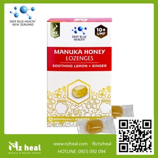 Kẹo ngậm mật ong Manuka UMF 10+ Deep Blue Health Manuka Honey Lozenges – với Chanh & Gừng (6 viên)