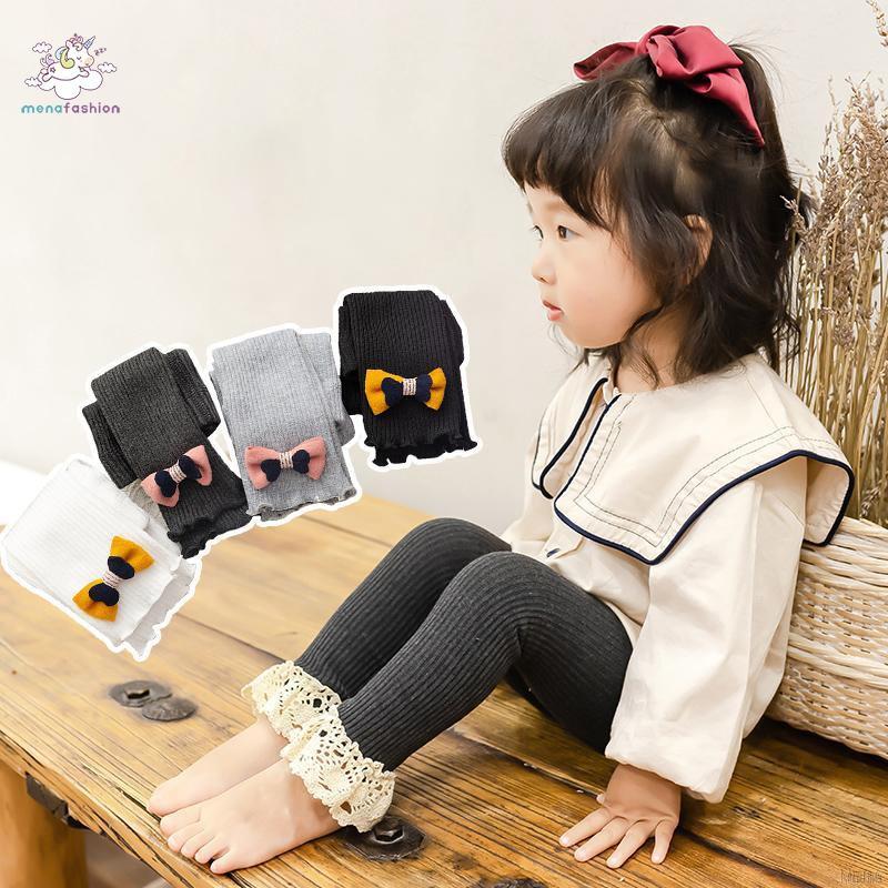 Quần Legging Dệt Kim Phối Ren Cho Bé Gái