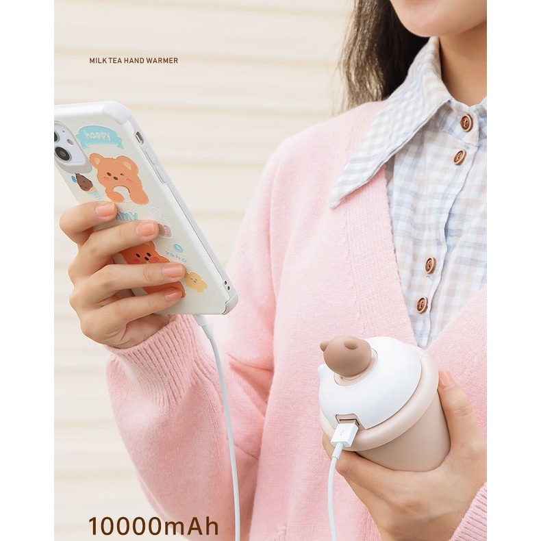 Máy sưởi ấm mini cầm tay cốc trà sữa Remax kiêm sạc dự phòng 10000mah - Chính Hãng