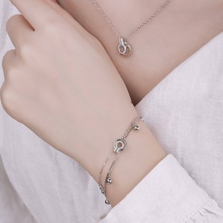Lắc Tay Bạc Blue Peach Circle Double LT448