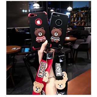 Ốp lưng iphone Gấu 3D (kèm 2 dây đeo dài & ngắn)
