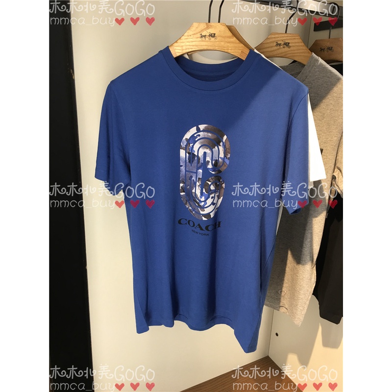 Áo Thun Cotton Ngắn Tay In LOGO COACH Thiết Kế Mới Năng Động Thời Trang Dành Cho Nam