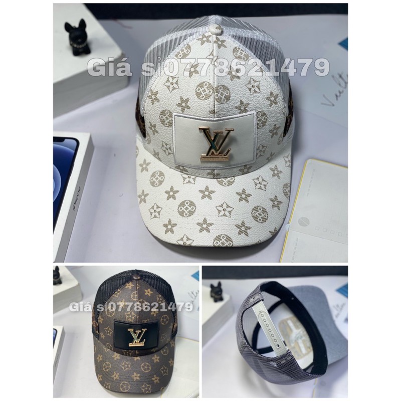 nón kết da phối lưới mạc vuông logo đồng vl thời trang