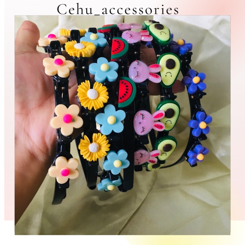 Băng đô cài ép tóc cho mẹ và bé cài tóc nhiều bông hoa