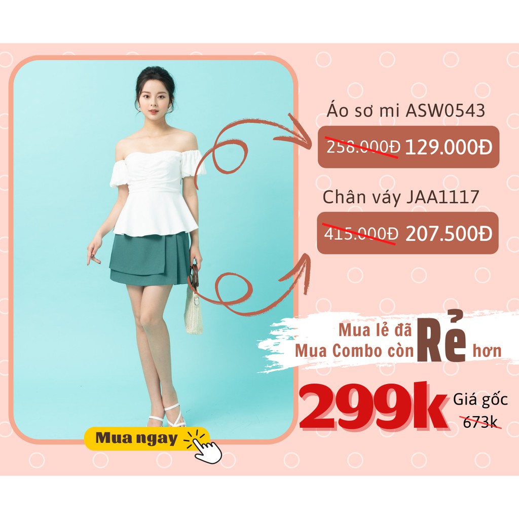 Áo sơ mi nữ 92WEAR kiểu ngắn tay trễ vai màu trắng hồng gợi cảm sexy tay bồng hàn quốc trơn đẹp ASW0543 - 92Wear