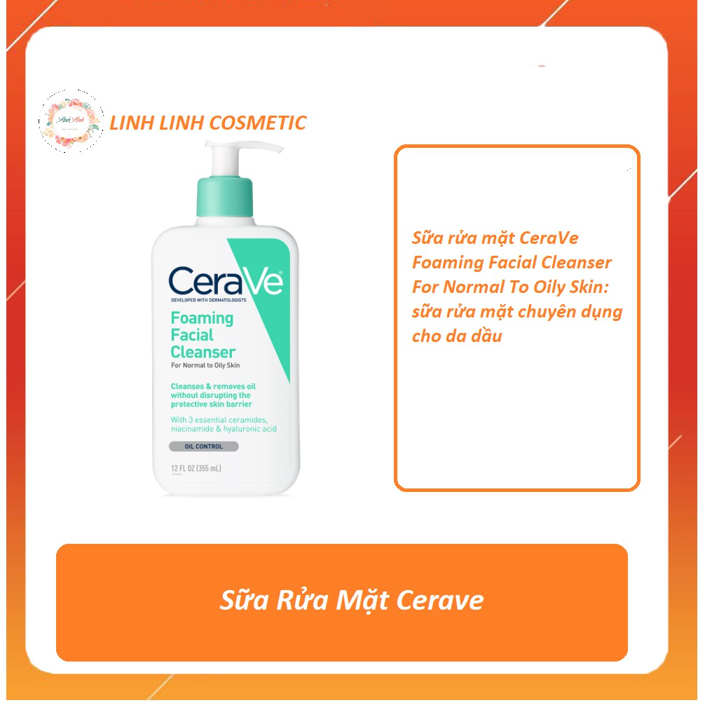 [Tặng kèm băng đô rửa mặt] SỮA RỬA MẶT CERAVE Foaming Cleanser