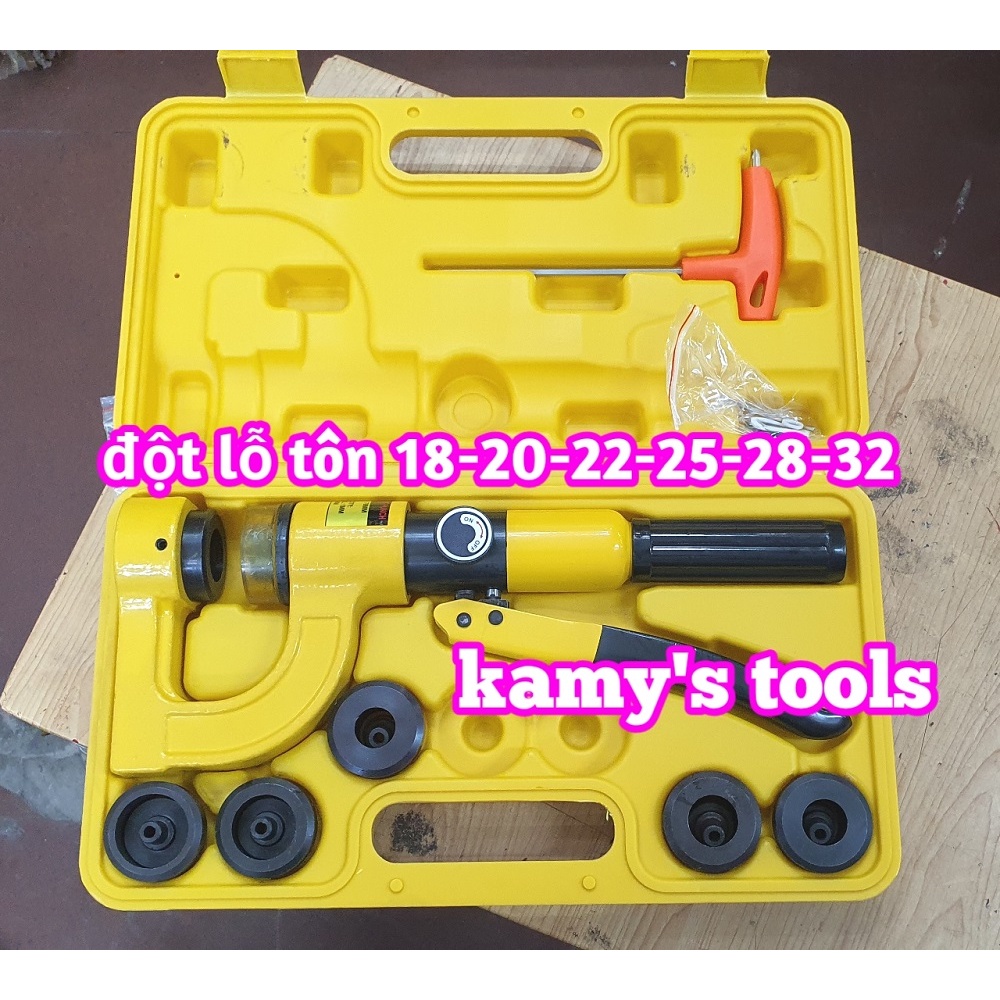 Dụng cụ đột lỗ tôn thủy lực đục lỗ thang máng cáp máng điên SYD-25 với 6 bộ khuôn đột 18-32mm