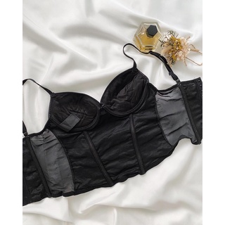 Áo corset đen phối hạt 2hand(38)