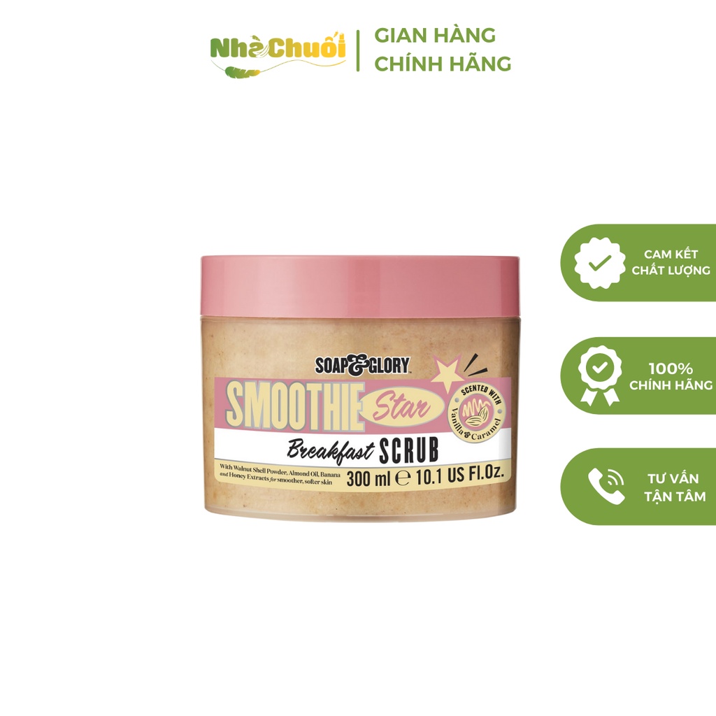 Tẩy tế bào chết body Soap and Glory Smoothie Star Breakfast Scrub 300ml, tẩy da chết Soap and Glory