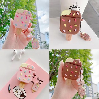 Vỏ Bảo Vệ Hộp Sạc Tai Nghe Airpods 1 2 Bằng Silicon Hình Que Kem Kiểu Hàn Quốc Chống Sốc