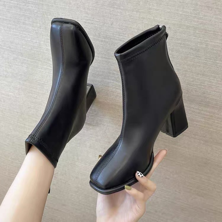Bốt nữ thời trang khóa kéo gót Cô Sở