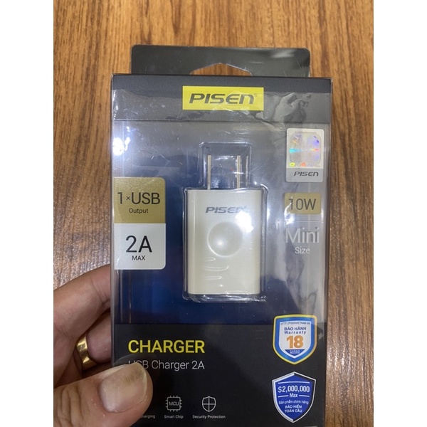 Củ Sạc PISEN USB Charger 2A (Fast, 10W)