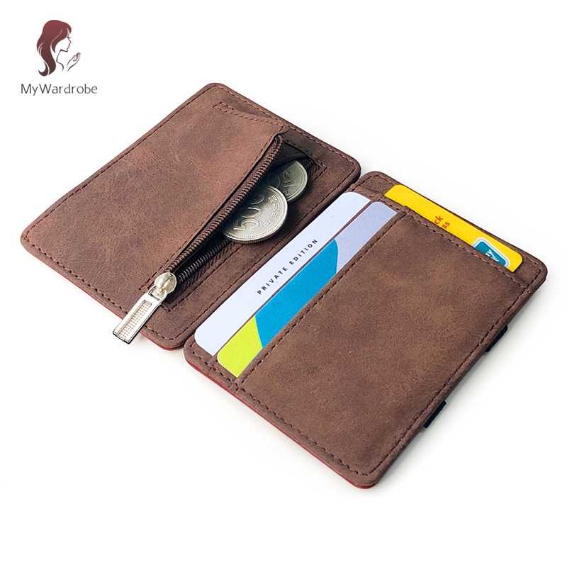 ✨MyWardrobe✨ Men Wallet Small Size Magic Band Solid Color Card Holder Coin Purse