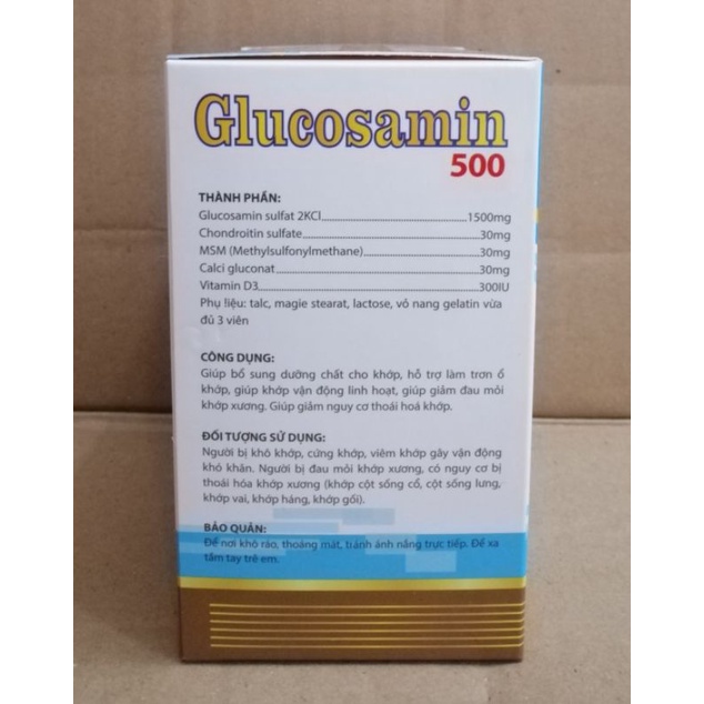 Glucosamin 500 SMS giảm đau xương khớp cấp và mãn tính