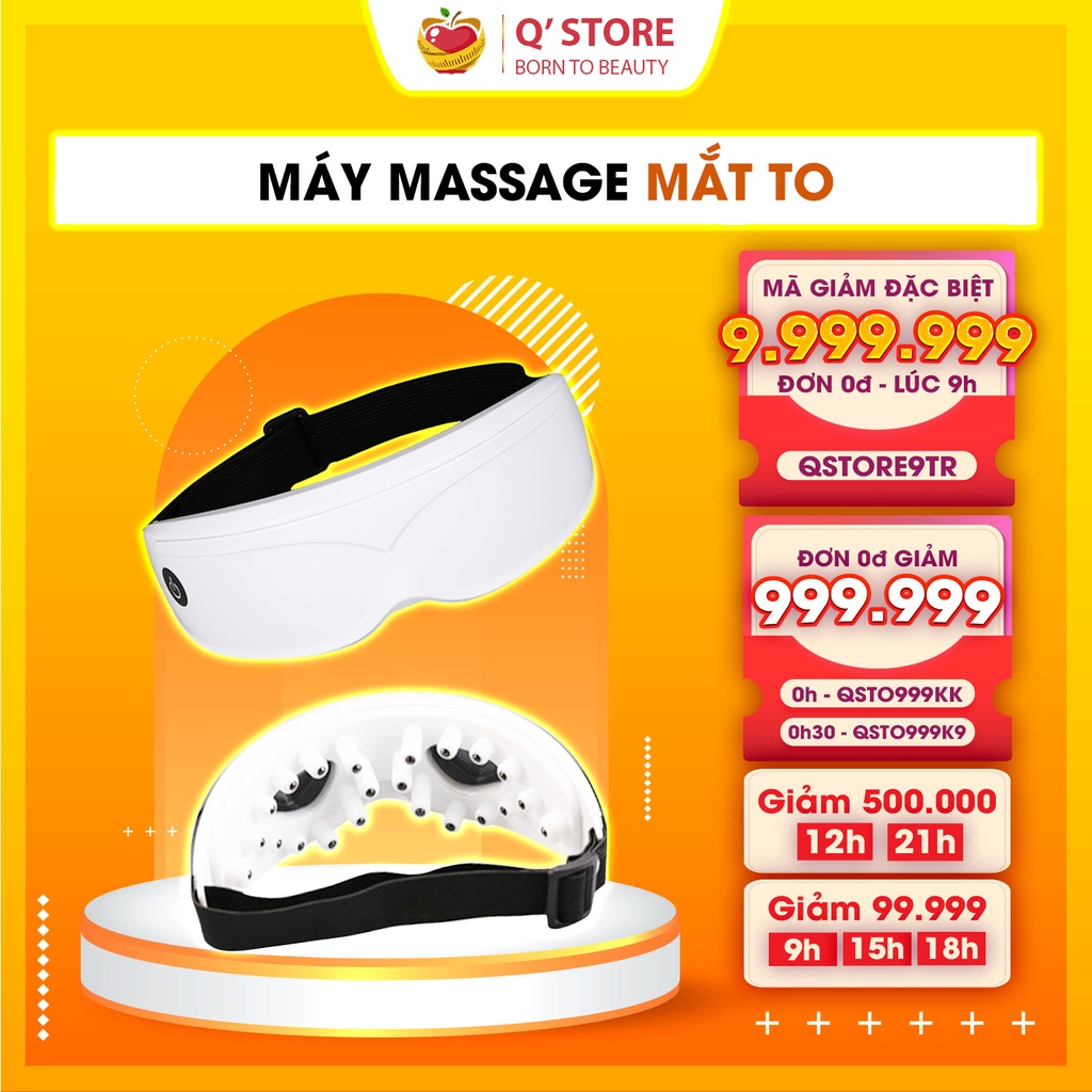 Máy Massage Mắt Eye Care Trị Liệu Giảm căng thẳng, nhức mỏi mắt, quầng thâm Hiệu Quả Kèm Cáp Sạc USB BH 6 Tháng QStore