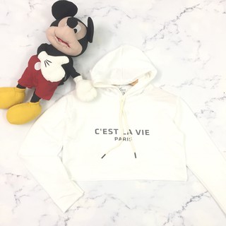 [Ảnh thật] Hoodie croptop (38-53kg). áo croptop hoodie. cest la vie