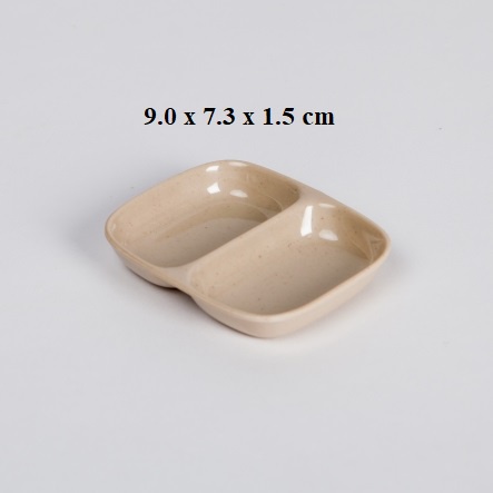Chén đựng nước chấm, gia vị 2 ngăn nhựa Melamine màu Nâu