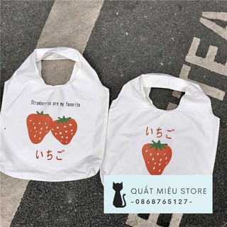 Túi tote vải mềm in hình dâu
