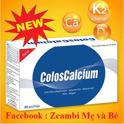 Canxi hữu cơ COLOSCALCIUM Plus có D3K2 cho trẻ từ 6 tháng -Tăng chiều cao, Giúp Xương Chắc Khỏe( 20 gói )