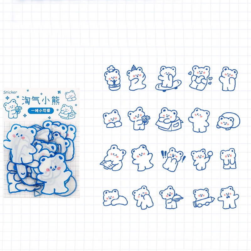 Bộ 40 miếng hình dán PET chống thấm nước họa tiết hoạt hình đơn giản trang trí sổ tay đẹp mắt DIY RYT