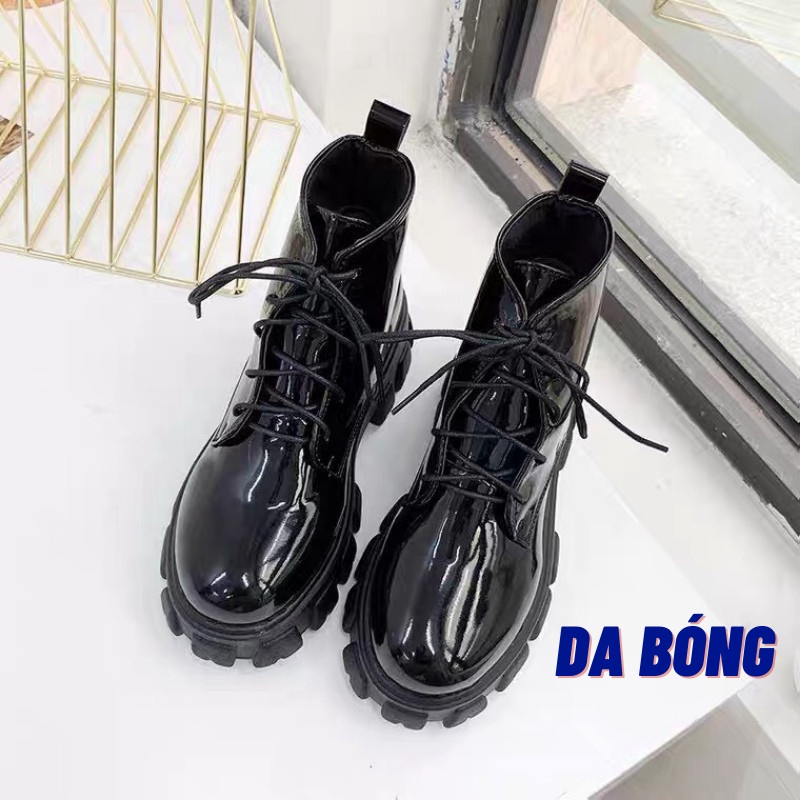 Giày Bốt Nữ Cổ Cao Giày Oxford Nữ Đế Cao Da Mềm Phong Cách Ullzang