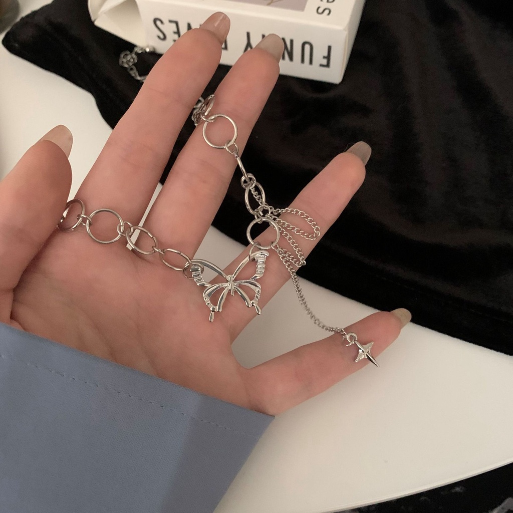 Vòng Cổ Choker Mặt Hình Bướm Rỗng Phong Cách Hip Hop Punk Cá Tính Dành Cho Nữ