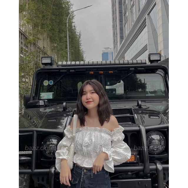 Áo gấm trễ vai siêu xinh croptop KÈM VIDEO CÂN CHẤT HÀNG CÓ MÚT NGỰC