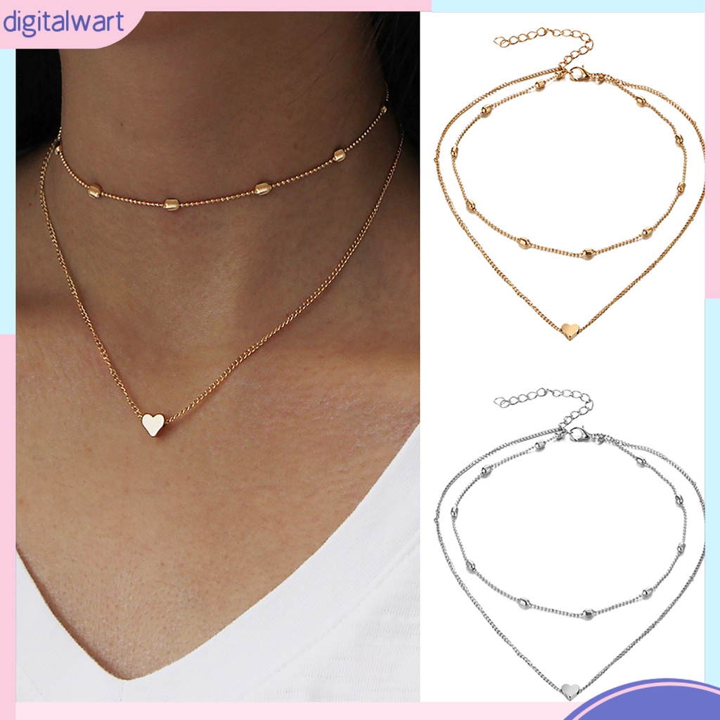 Dây chuyền 2 dây họa tiết trái tim xinh xắn cho nữ