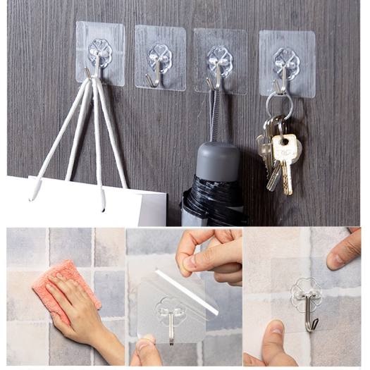 Combo 10 Móc Treo Đồ Dán Tường Siêu Dính, Trong Suốt, Chịu Lực Tốt, Treo Tường Chắc Chắn Tiện Lợi