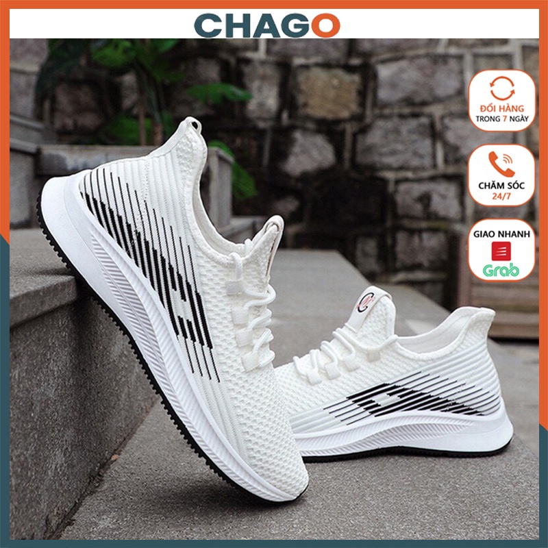 Giày thể thao nam, giày sneaker trắng đẹp phong cách trẻ trung Hàn Quốc CHAGO GTT096