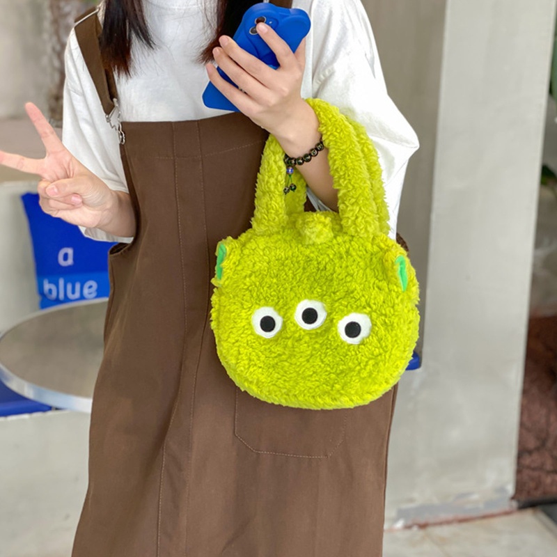 Túi Xách Đeo Vai Bằng Lông Cừu Sức Chứa Lớn Họa Tiết Gấu Dâu Tây Hoạt Hình Dễ Thương Dành Cho Bạn Thân