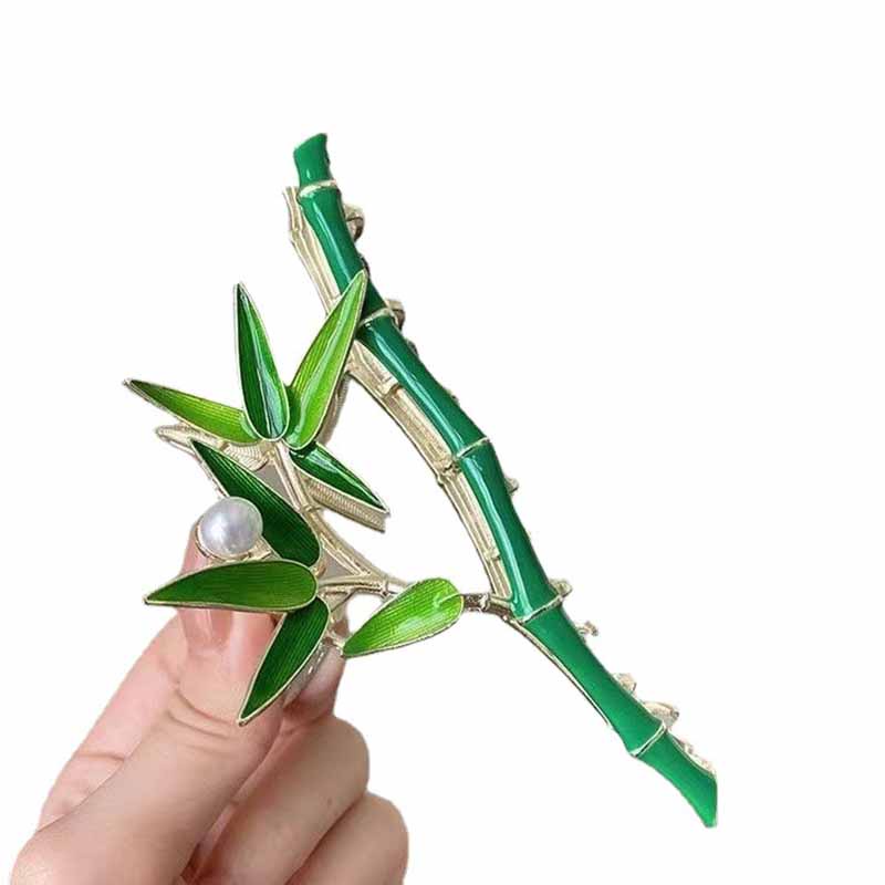Kẹp Tóc Đính Ngọc Trai Giả Bằng Tre Cao Cấp Thời Trang