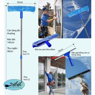 bộ cây lau và gạt kính cán rút công nghiệp dài 1M4