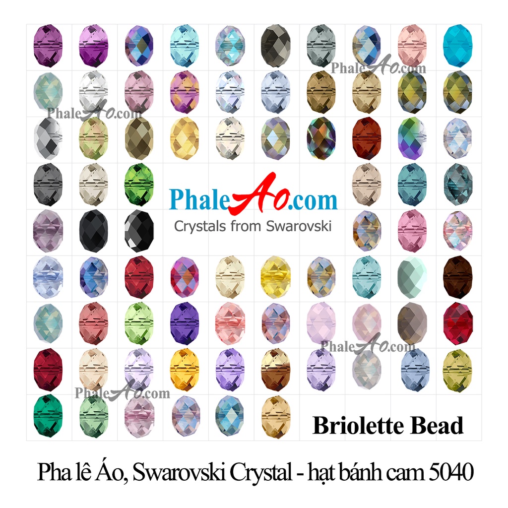 Chuỗi mân côi pha lê Áo Swarovski, hạt bánh cam 6,8ly 5040 001AB, khóa xích bạc 925, chiều dài tùy chọn