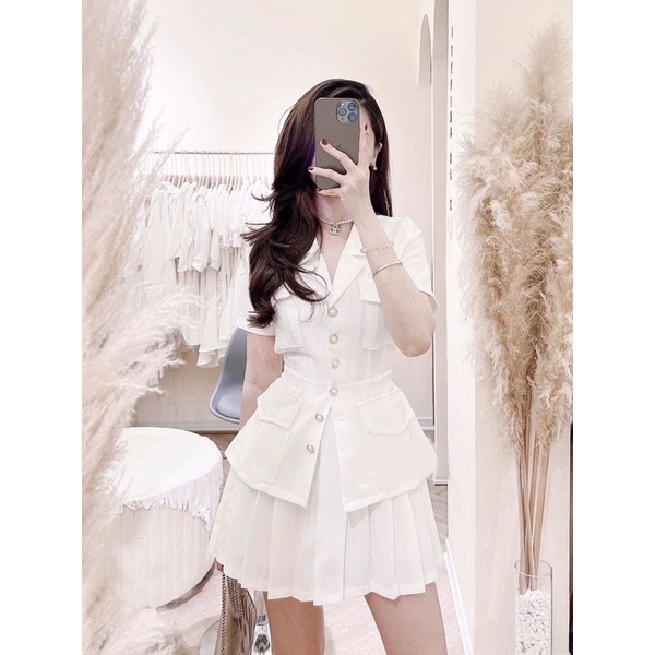 NGUYÊN BỘ ÁO CỔ VEST KÈM CHÂN VÁY CHO NỮ BIGSIZE 55-90kg