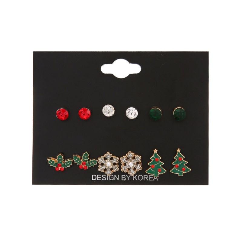 Bộ 6 Đôi Khuyên Tai Hình Hoa Tuyết Giáng Sinh Thời Trang