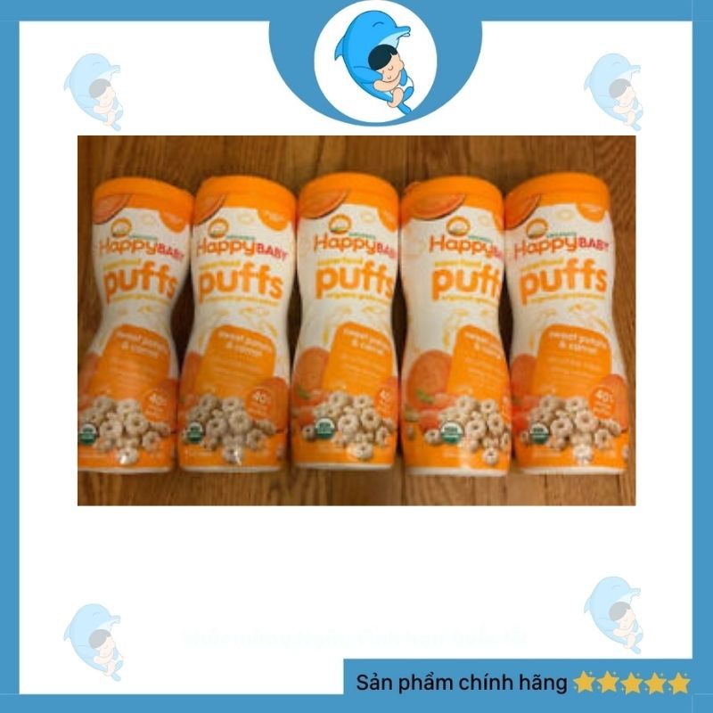 Bánh Happy Baby Organic Puffs, bánh ăn dặm hữu cơ dinh dưỡng dành cho bé từ 8 tháng tuổi