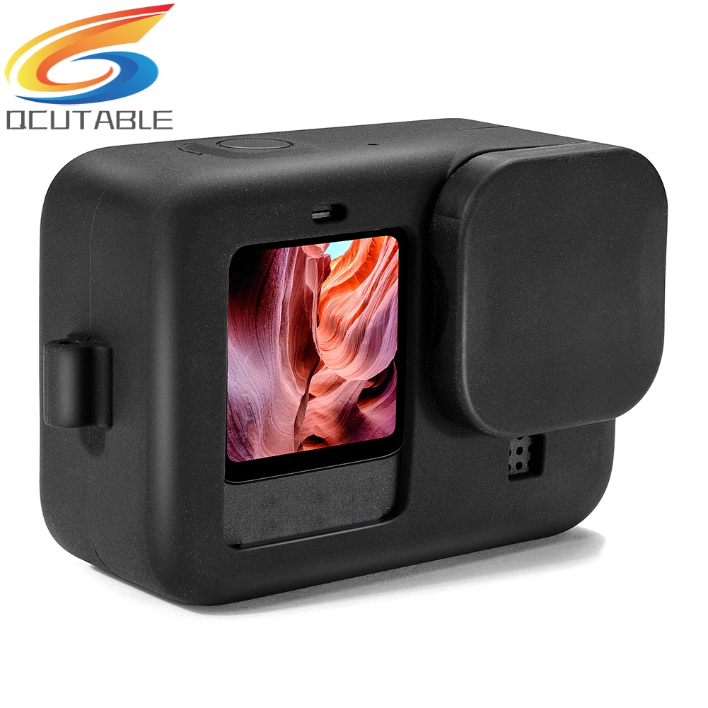 Vỏ silicone bảo vệ kèm nắp ống kính và dây đeo cho GoPro Hero 9