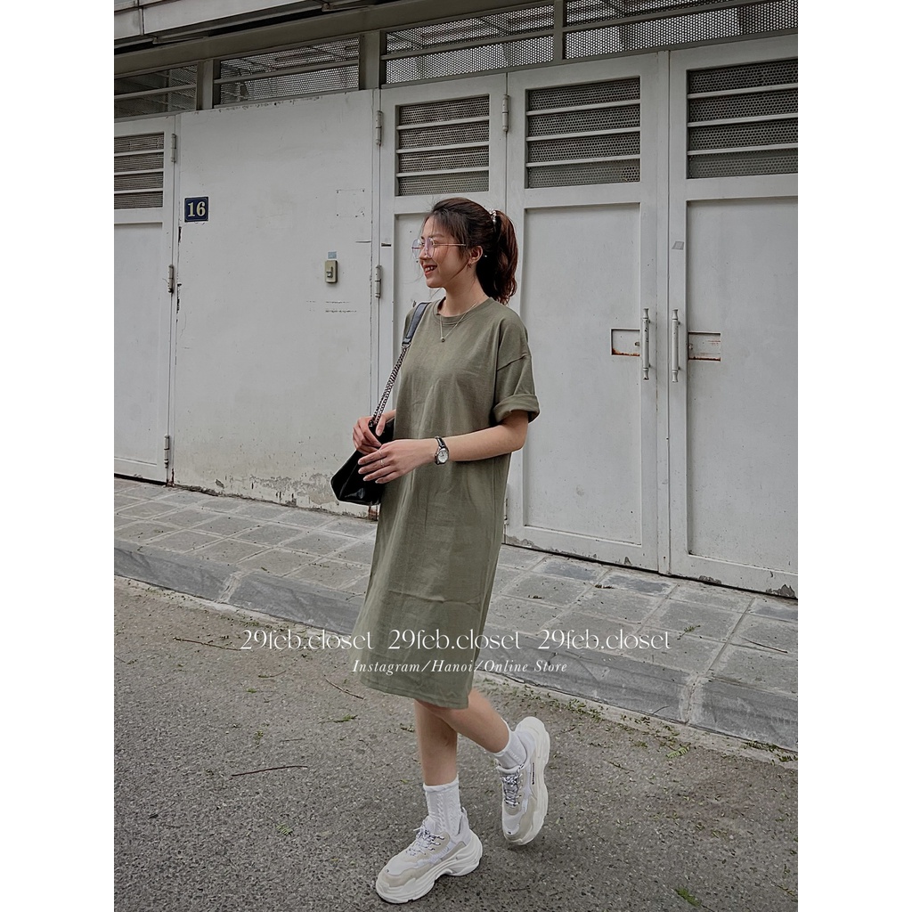 [Ảnh thật/Video] Váy suông trơn cotton dáng dài tay lỡ oversize tag 3158- 29feb.closet - V4