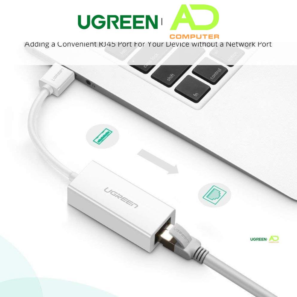 Bộ chuyển đổi USB 3.0 sang LAN 10/100/1000 Mbps UGREEN CR111 - Hàng phân phối chính hãng - Bảo hành 18 tháng
