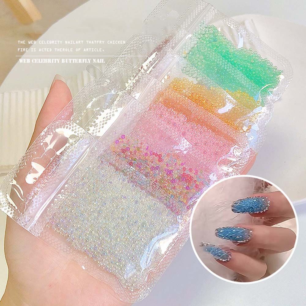 [Hàng mới về] Túi hạt trứng cá thủy tinh ánh kim 3D dùng cho trang trí móng kiểu Nhật cho nữ DIY