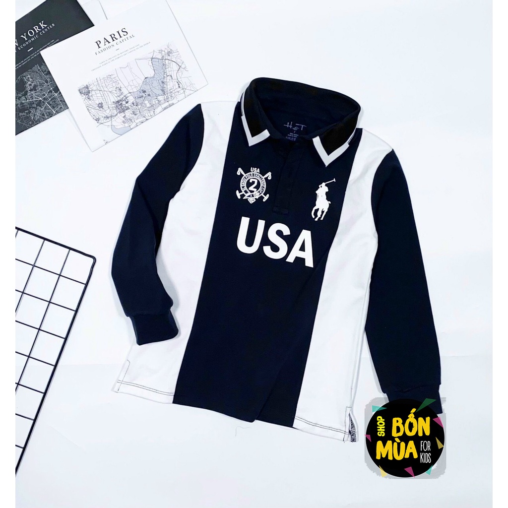 Áo Thun Dài Tay Bé Trai Size Đại 20-45kg 🍐🍐 Áo Polo Dài Tay Cho Bé Trai - Shop Bốn Mùa