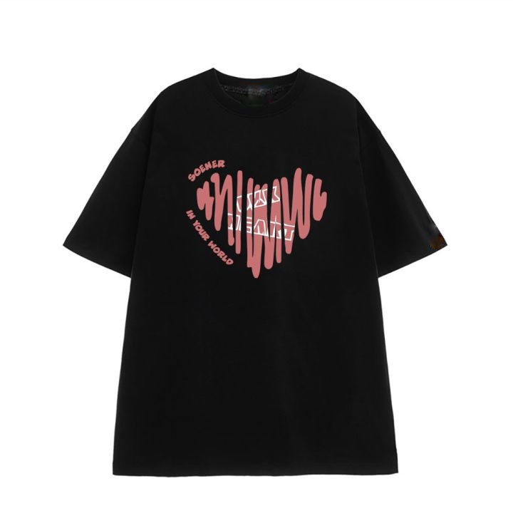 Áo thun nữ Tay Lỡ Unisex Nam Nữ Trái tim soener 686 form rộng