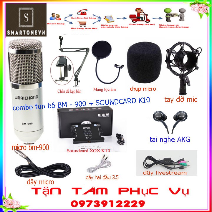 fun Combo bộ thu âm Karaoke Sound Card XOX v10 + Mic BM900