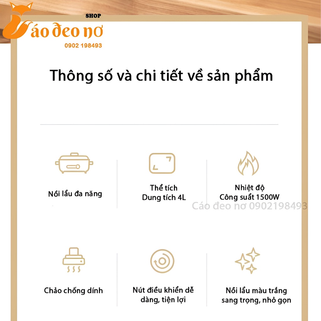 Nồi Lẩu Nướng Đa Năng ZHENMI Dung Tích 4L - Cáo Đeo Nơ