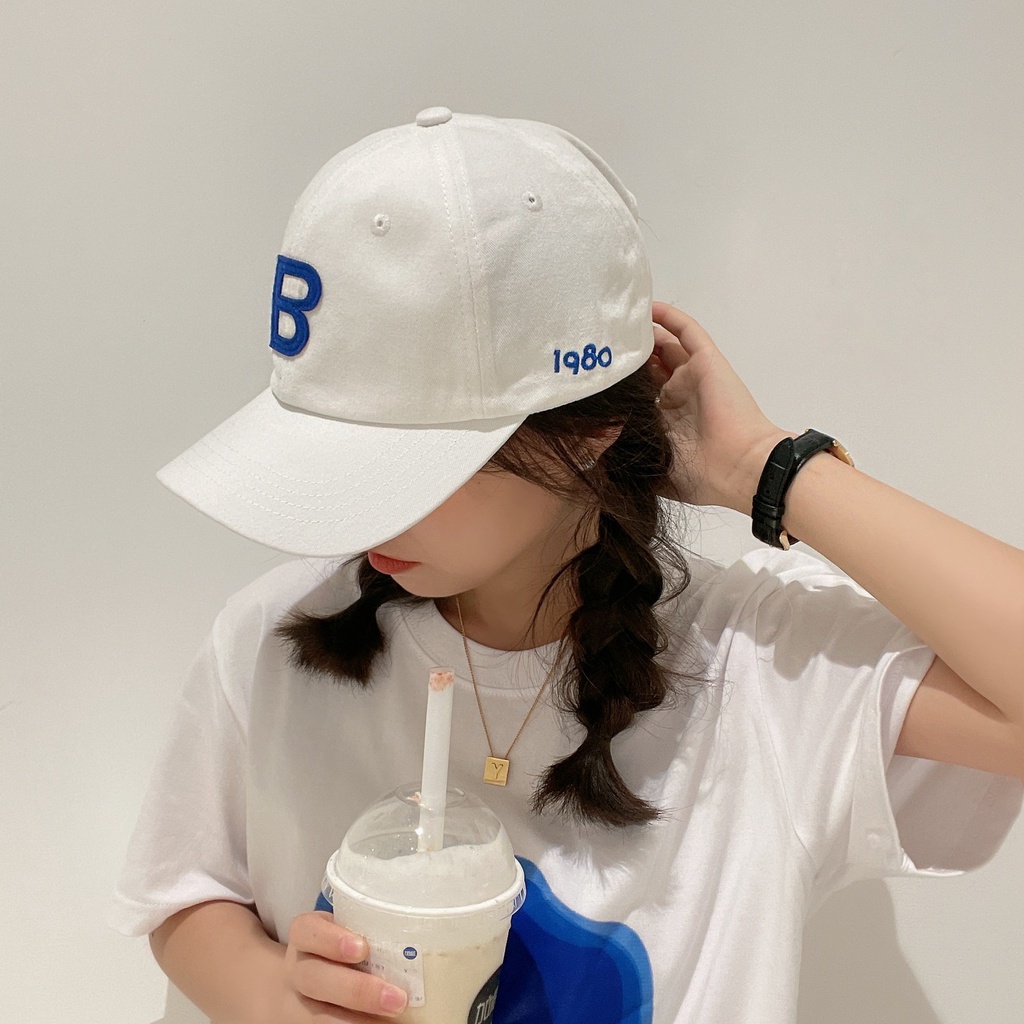 First Love Mũ Lưỡi Trai Chống Nắng Phiên Bản Hàn Quốc Thường Ngày Màu Trắng Xanh Dương Trắng In Chữ B Cho Nữ Dễ Phối Đồ