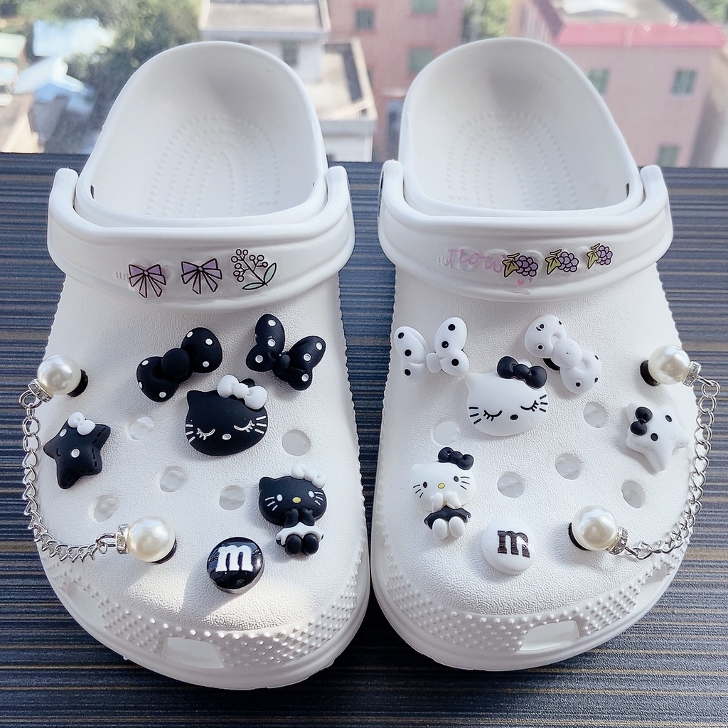 Bộ 14 Phụ Kiện Hình Hello Kitty Đính Đá Trang Trí Giày Dép