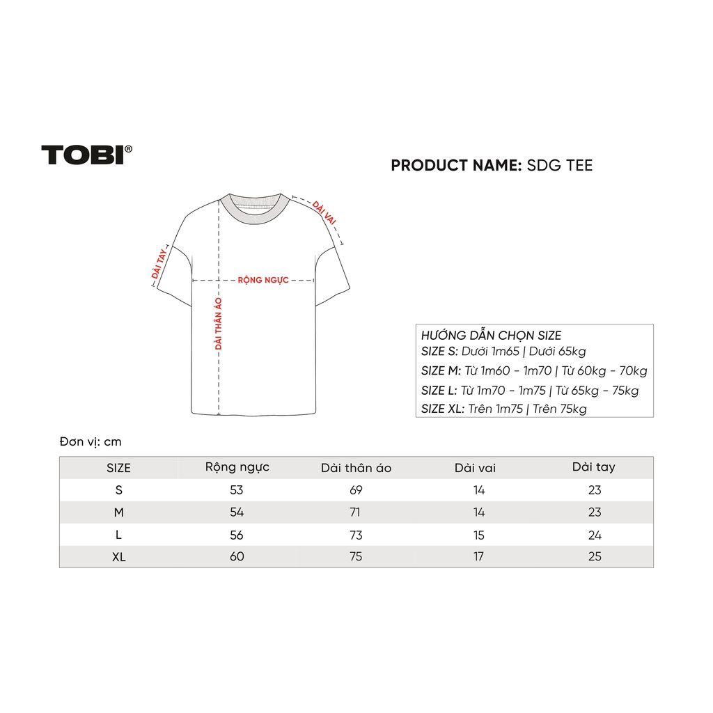 Áo thun tay lỡ SDG TOBI vải Cotton